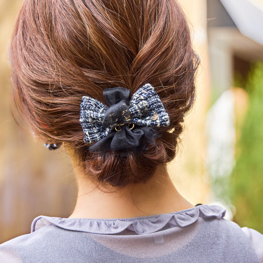 ツイードのクチュールリボン｜バレッタ/ヘアクリップ/ポニーフック