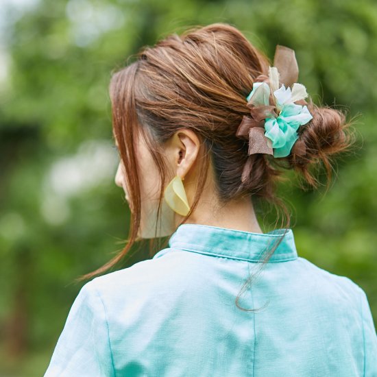 mini｜チョコミント｜咲き編みシュシュ – 咲き編みアーティストchiko