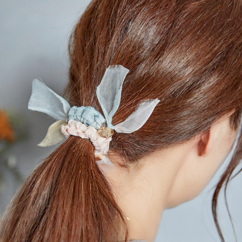 彩る咲き編みヘアゴム｜コスモス