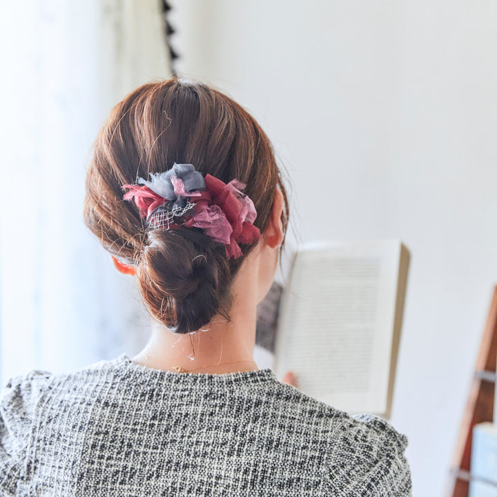 party】mini | ルージュ | 彩る咲き編みバレッタ/ヘアクリップ – 咲き