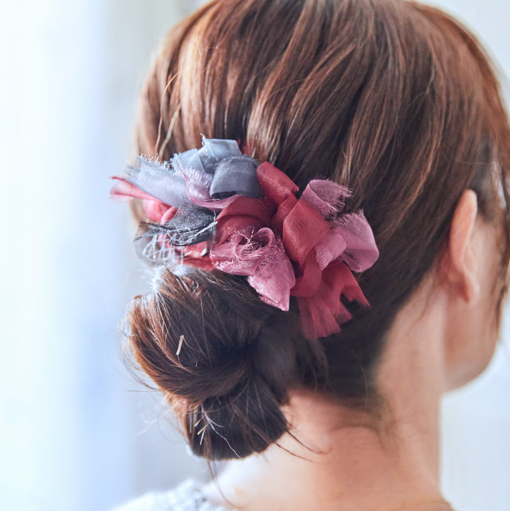 party】mini | ルージュ | 彩る咲き編みバレッタ/ヘアクリップ – 咲き