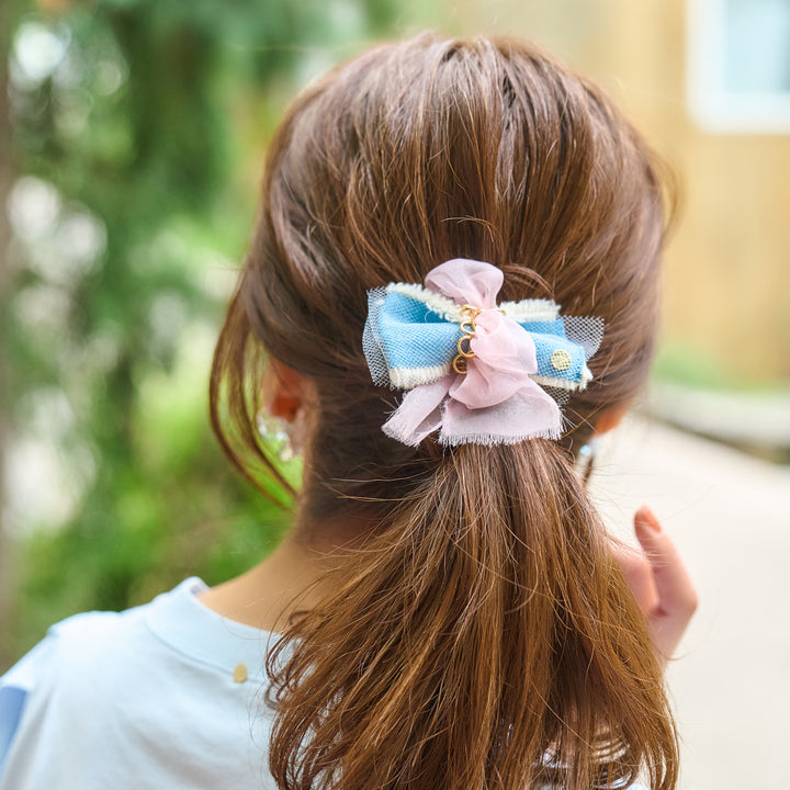 デニムのクチュールリボン|バレッタ/ヘアクリップ/ポニーフック デニムのクチュールリボン|バレッタ/ヘアクリップ/ポニーフック