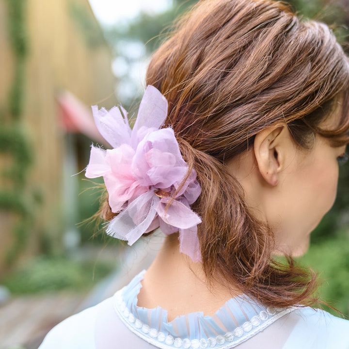 SALE］あじさい色②✨シュシュ✨ハンドメイド 手編みのあじさいの