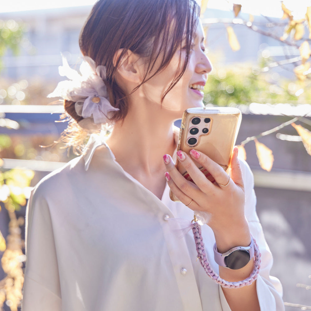 咲き編みハンドストラップ｜スマホストラップ｜アジサイ – 咲き編み