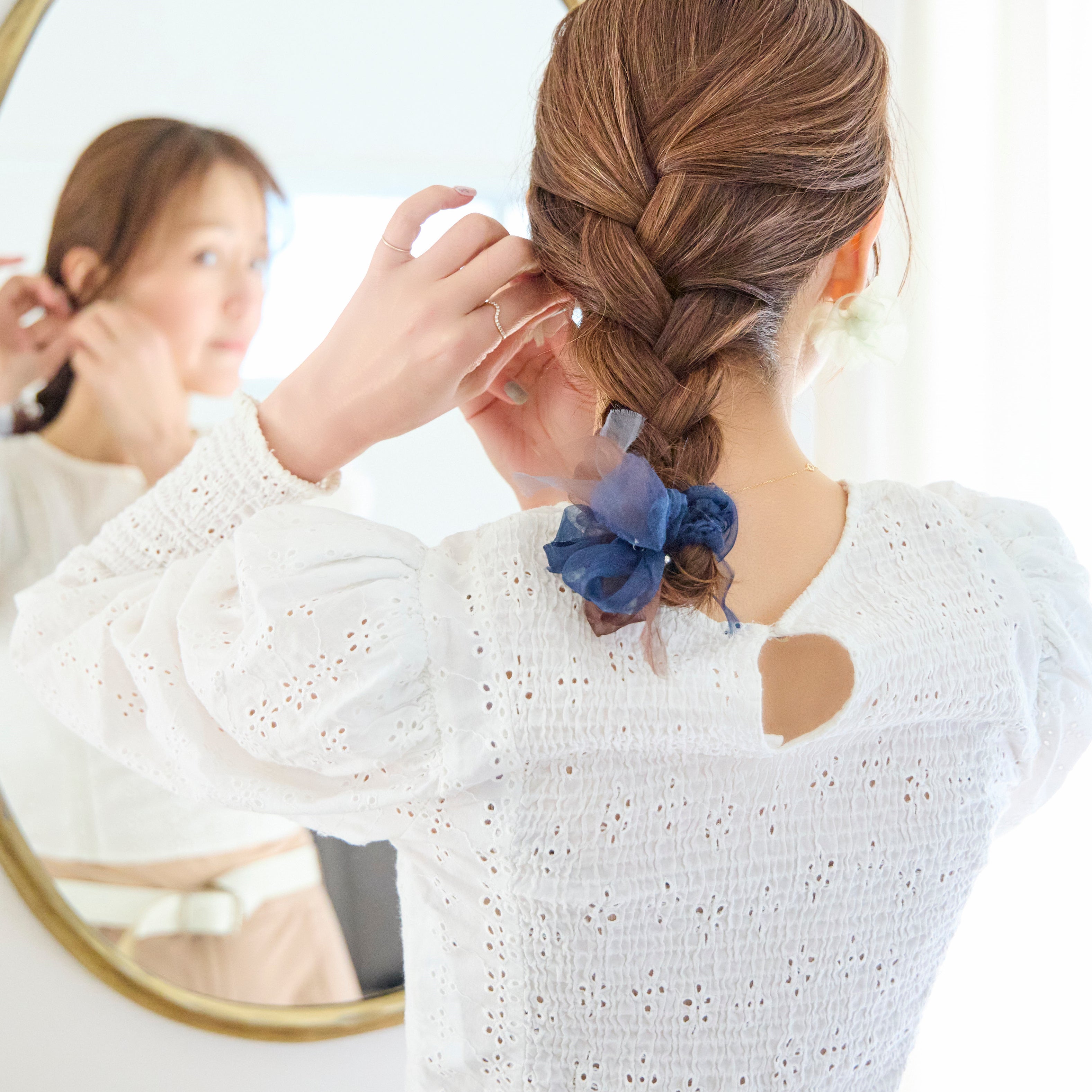 Mini｜Azzurro｜Colorful Braided Scrunchie