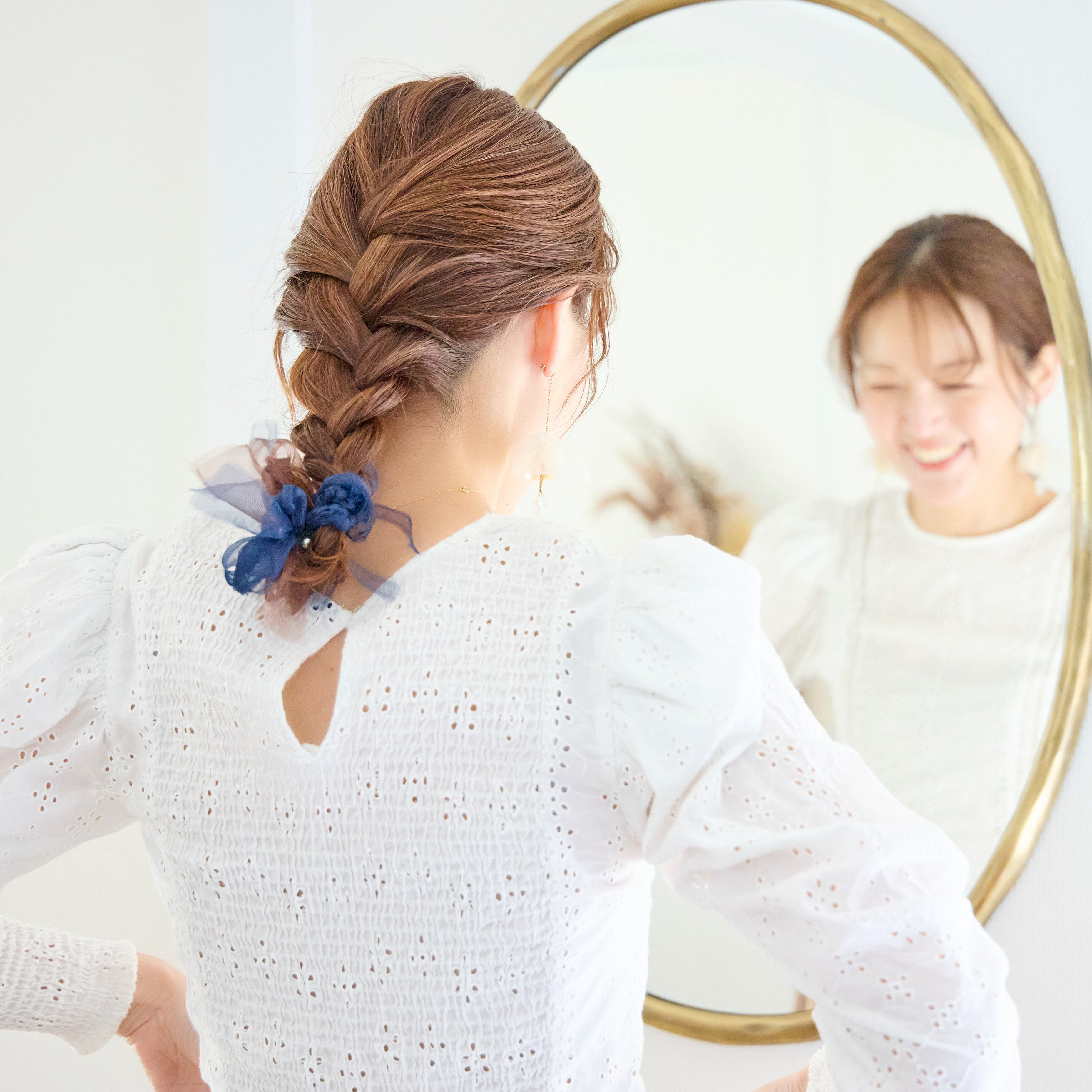Mini｜Azzurro｜Colorful Braided Scrunchie