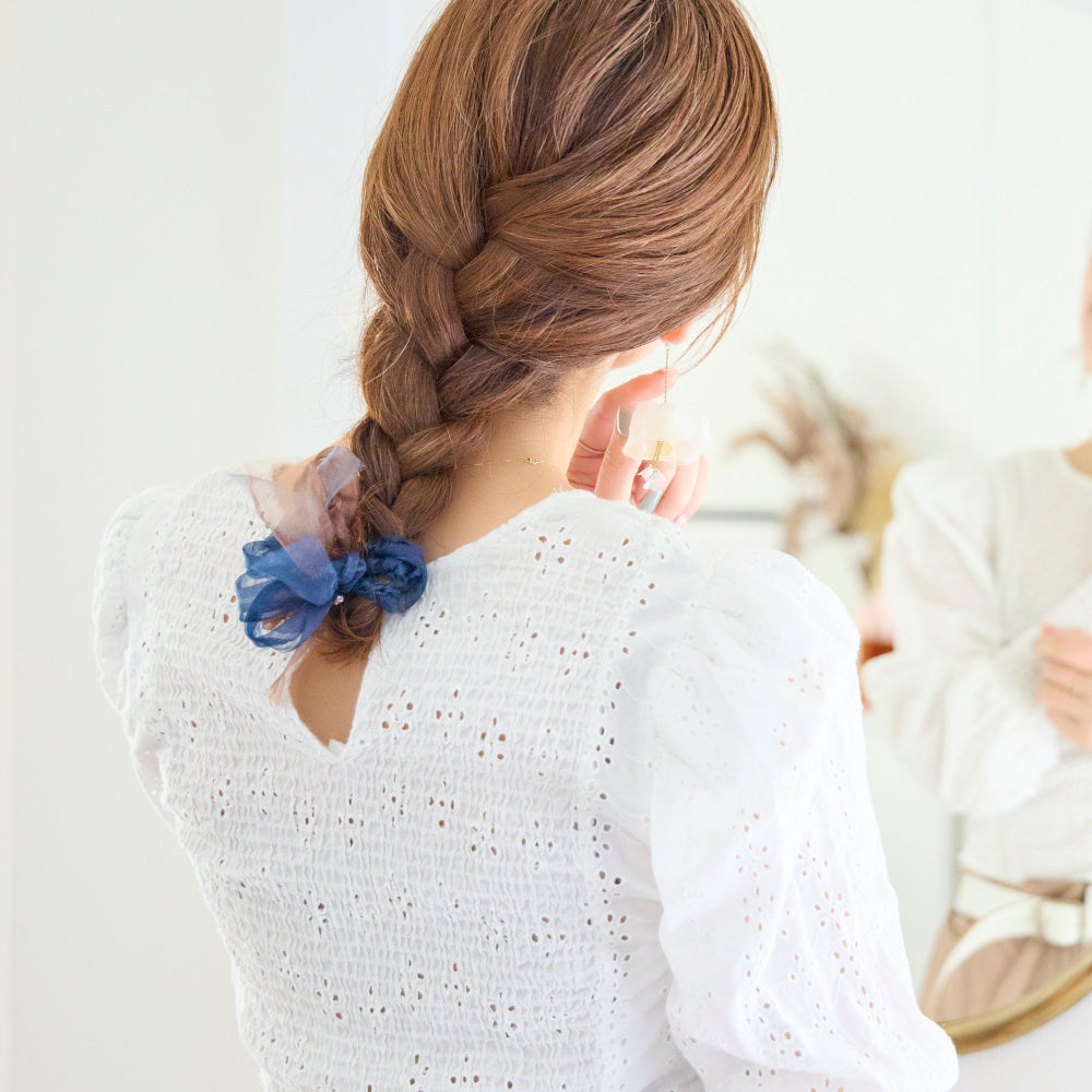 Mini｜Azzurro｜Colorful Braided Scrunchie