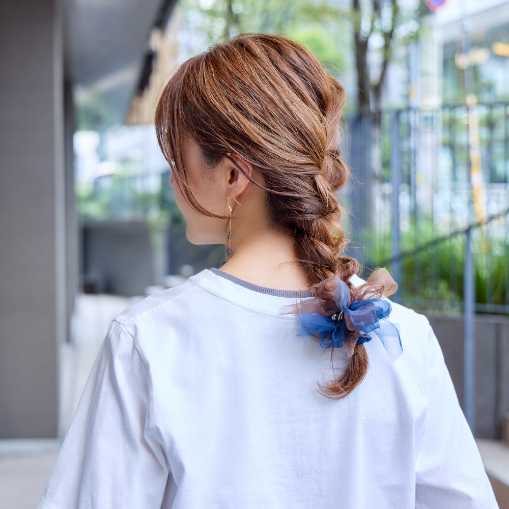 Mini｜Azzurro｜Colorful Braided Scrunchie