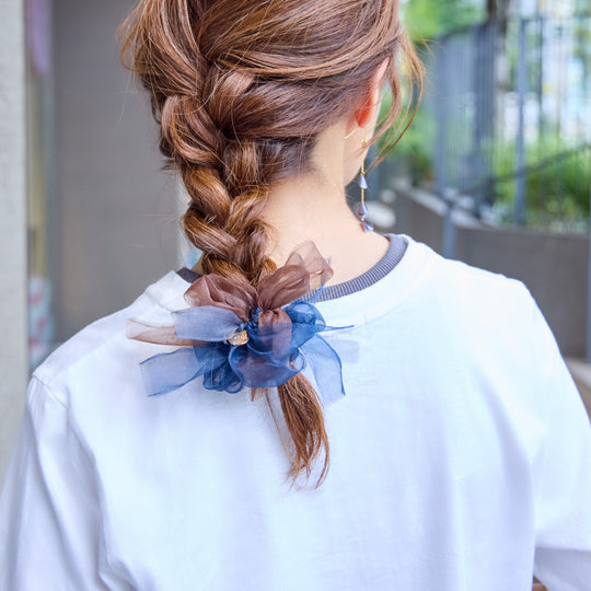 Mini｜Azzurro｜Colorful Braided Scrunchie