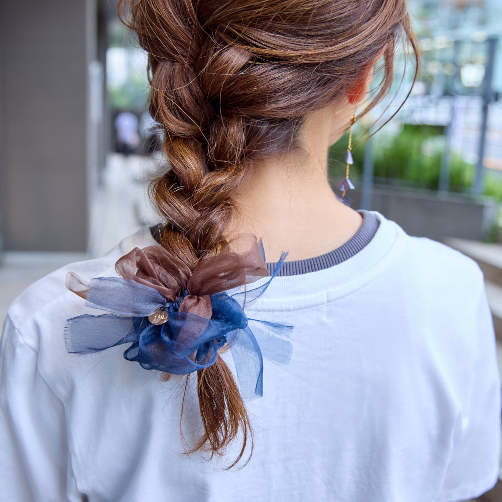 Mini｜Azzurro｜Colorful Braided Scrunchie