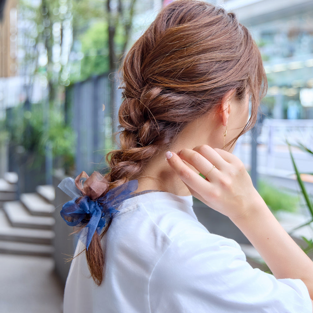 Mini｜Azzurro｜Colorful Braided Scrunchie
