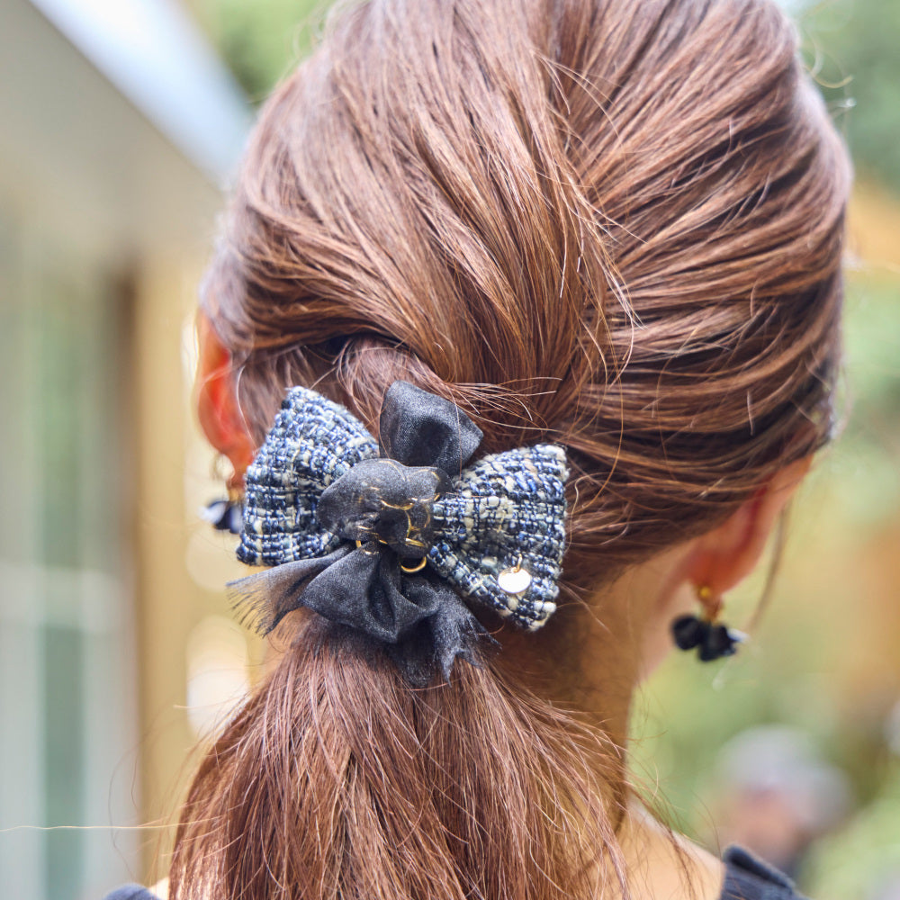 ツイードのクチュールリボン｜バレッタ/ヘアクリップ/ポニーフック