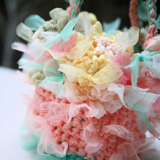 咲き編みフラワーバスケット