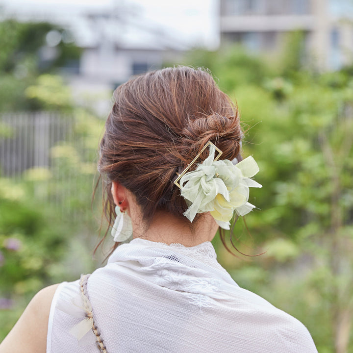 咲き編みバンスクリップ｜ミモザ – 咲き編みアーティストchiko