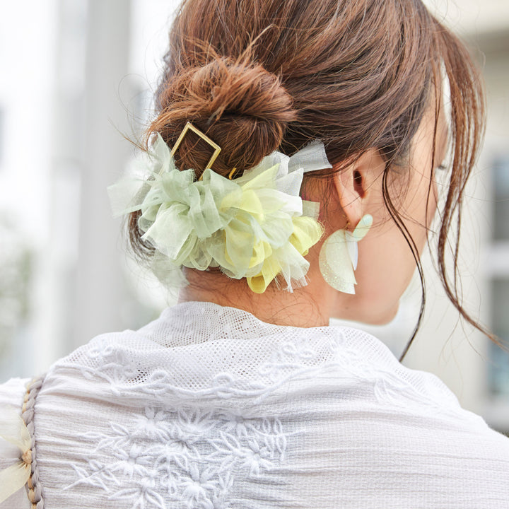 ☆*:.。. ヘアクリップ ♡ ミモザ .。.:*☆ ミモザアクセサリー｜ヘアクリップ｜6cm｜ホワイトカラーset ヘア