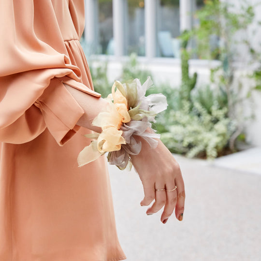 キンモクセイ｜彩る咲き編みシュシュ