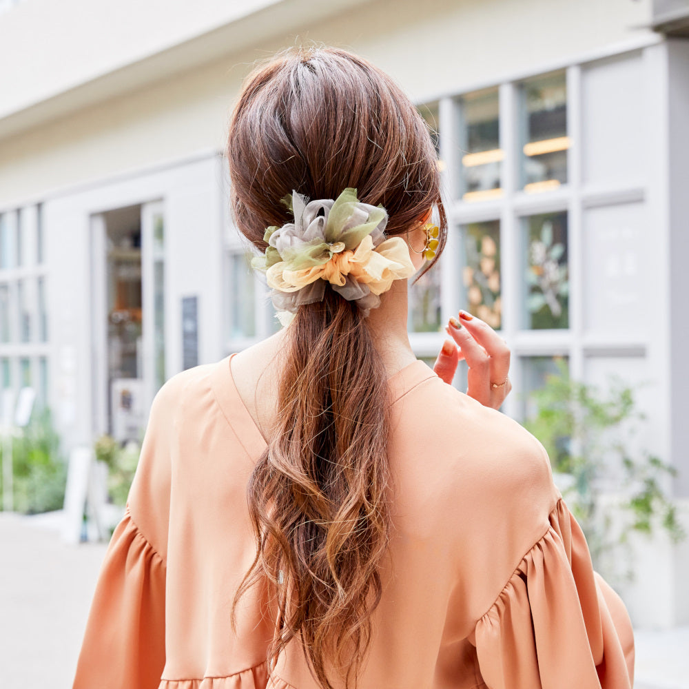 キンモクセイ｜彩る咲き編みシュシュ