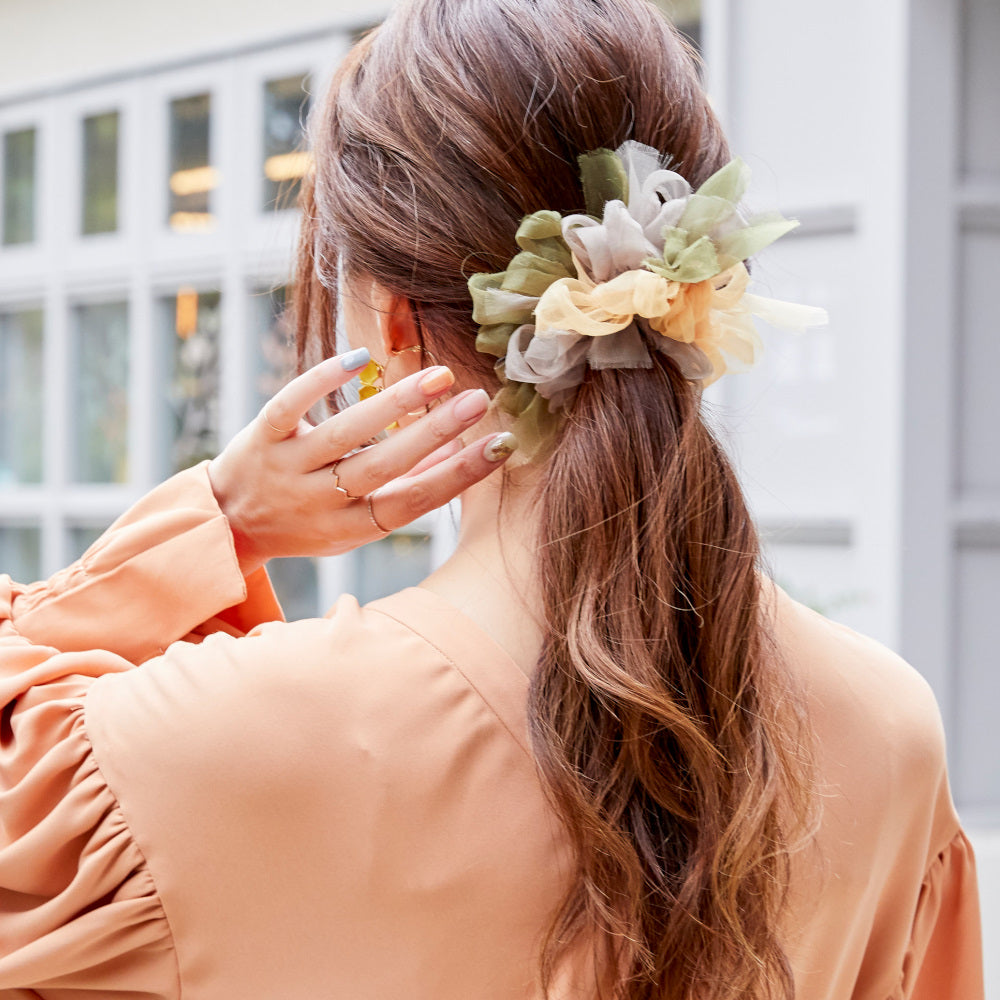 キンモクセイ｜彩る咲き編みシュシュ