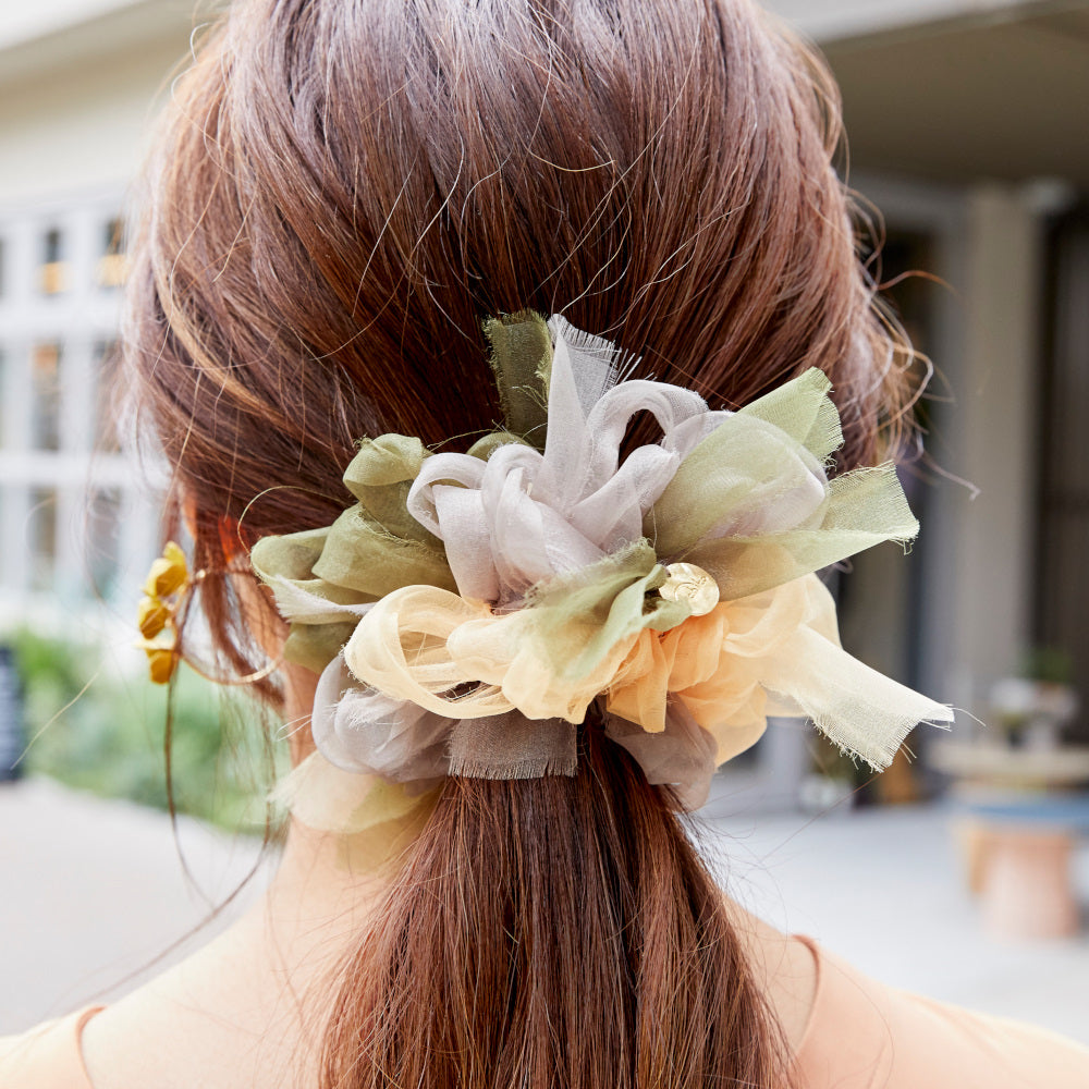 キンモクセイ｜彩る咲き編みシュシュ