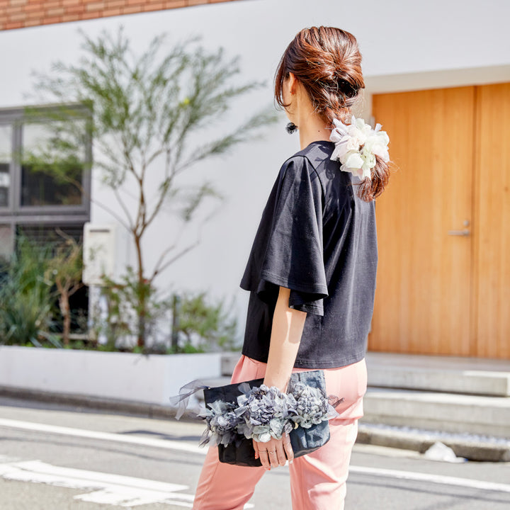 美しく風を感じる接触冷感Tシャツ｜ブラック – 咲き編み